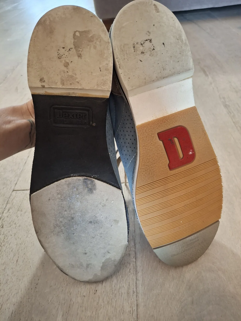 Dexters Light Blue and Tan Lace-Up Bowling Shoes